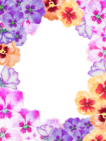 Watercolor pansy fower blossom greetings card frame border banner png