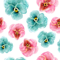 Seamless pattern pansy flower blossom blooming petal bud background png