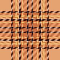 Plaid check pattern in orange and red colors. Seamless fabric texture. Tartan textile print. vector