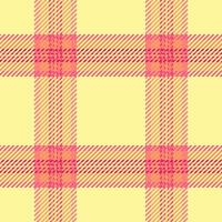 Uniform seamless background, installing texture pattern textile. Good tartan check plaid fabric in yellow and red colors. vector