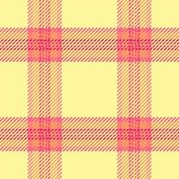 Uniform seamless background, installing texture pattern textile. Good tartan check plaid fabric in yellow and red colors. vector