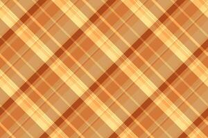 Close-up seamless fabric check, other plaid background texture. Home textile tartan pattern in orange and amber colors. vector