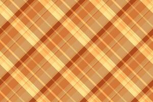 Close-up seamless fabric check, other plaid background texture. Home textile tartan pattern in orange and amber colors. vector