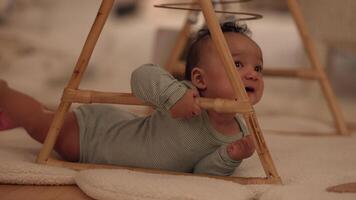 Playful Infant Baby Child Playing Inside at Home video