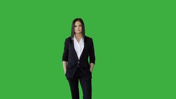 Beautiful Woman With Glasses Isolated on Chroma Key Green Background video