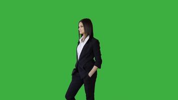 Beautiful Woman With Glasses Isolated on Chroma Key Green Background video