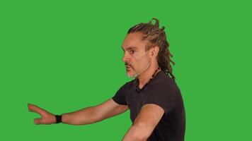 Male Fighter Doing Fight Boxing Practice Training Isolated on Green Screen video