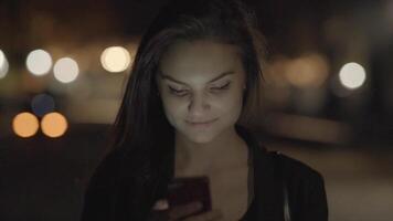 Young Beautiful Caucasian Woman Using Smart Phone in the City video