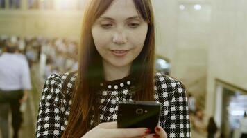 Young Caucasian Woman Chatting on Mobile Phone Device video