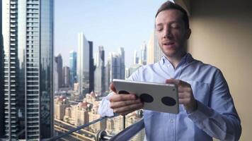 Young Handsome Man Using Tablet Screen on Business Travel video