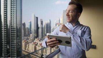 Young Handsome Man Using Tablet Screen on Business Travel video