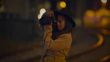 Professional Female Photographer Using DSLR Camera Capturing Photos video