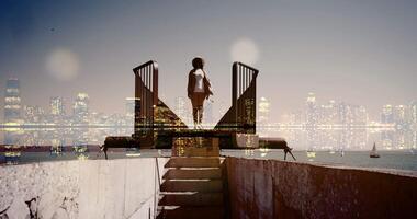 Carefree Young African Woman Walking on Bridge Enjoying Life Outside video