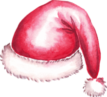 Santas hat. Watercolor clipart png