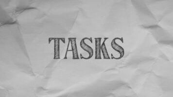 Tasks animation on a white paper background video