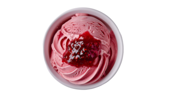 allettante fragola ghiaccio crema nel bianca ciotola su il trasparente sfondo, formato png