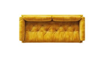 Top view of Golden sofa on the transparent background, Format png