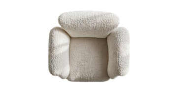 parte superior ver de bouclé blanco Sillón en el transparente fondo, formato png