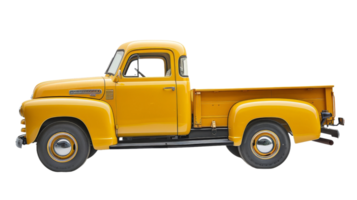 Yellow Truck in Side View on the transparent background, Format png