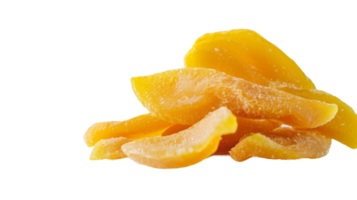 künstlerisch Präsentation von getrocknet Mango auf das transparent Hintergrund, Format png