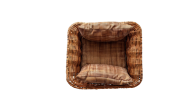 Top-Down View of Wicker Armchair on the transparent background, Format png