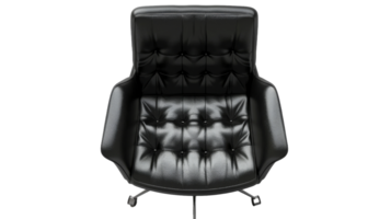 Sleek Black Leather Chair in Aerial Perspective on the transparent background, Format png