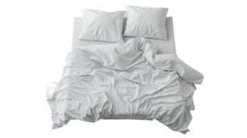 Top-Down View of a White Bed with Pillows on the transparent background, Format png