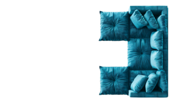 Top view of Royal Blue sofa on the transparent background, Format png