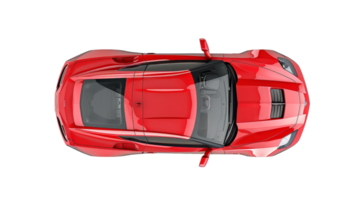 Top view of red sports car on the transparent background, Format png