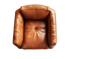 Brown Leather Lounge Chair from Above on the transparent background png