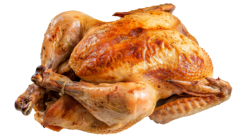 Top-Down View of Roasted Chicken on the transparent background, Format png