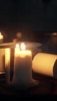 Table setting in candlelight at night video