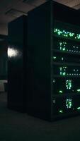 Clean industrial interior of a data server room with servers video