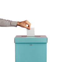 el esencia de democracia, un mano fundición un votar en un votación caja png