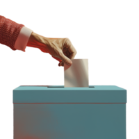 el esencia de democracia, un mano fundición un votar en un votación caja png