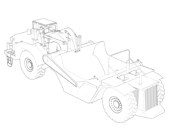 wiel trekker schraper geïsoleerd Aan achtergrond. 3d renderen - illustratie png