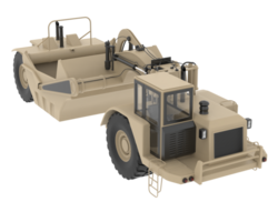 Wheel tractor scraper isolated on background. 3d rendering - illustration png