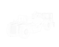 rueda tractor raspador aislado en antecedentes. 3d representación - ilustración png