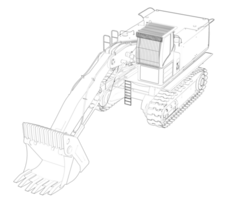 grävmaskin isolerat på bakgrund. 3d tolkning - illustration png