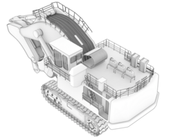 escavadora isolado em fundo. 3d Renderização - ilustração png