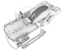 escavadora isolado em fundo. 3d Renderização - ilustração png