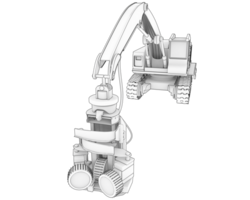 árbol corte máquina aislado en antecedentes. 3d representación - ilustración png