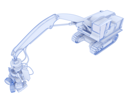 Tree cutting machine isolated on background. 3d rendering - illustration png