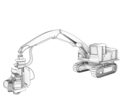 träd skärande maskin isolerat på bakgrund. 3d tolkning - illustration png