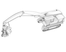 árbol corte máquina aislado en antecedentes. 3d representación - ilustración png