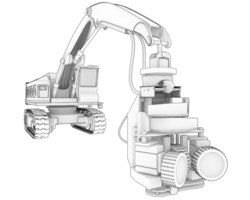 träd skärande maskin isolerat på bakgrund. 3d tolkning - illustration png