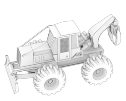 Skidder isolated on background. 3d rendering - illustration png