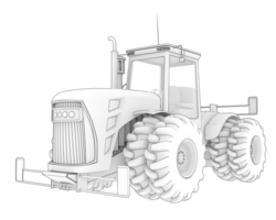 Large tractor isolated on background. 3d rendering - illustration png
