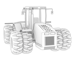 Large tractor isolated on background. 3d rendering - illustration png