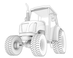 Medium farming tractor isolated on background. 3d rendering - illustration png